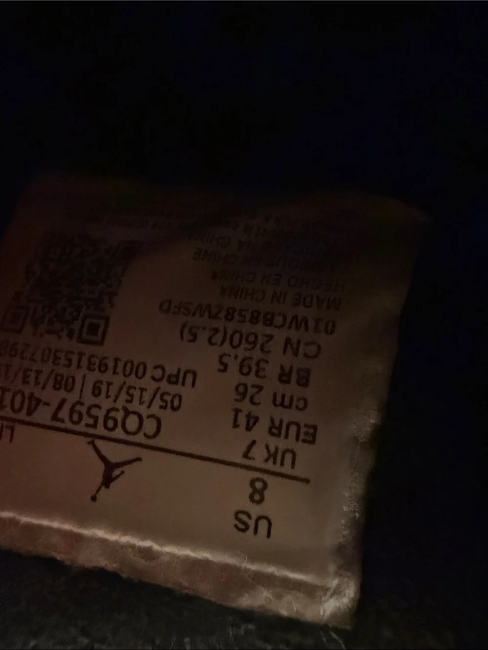Jordan air size